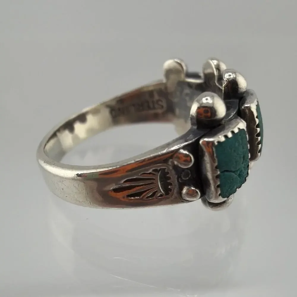Vintage Zuni Southwestern Sterling Silver Turquoise Ring 5.5
